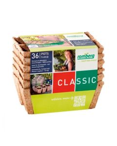 36x Macetas cuadradas de fibra de coco biodegradable Romberg Classic Pots (5cm)