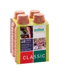 48x Macetas redondas de fibra de coco biodegradable Romberg Classic Pots (8cm)