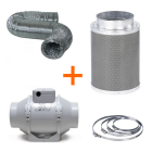 Kit d'Extraction d'air TT Extracteur + Filtre + Tube flexible 187 m³/h (100mm)